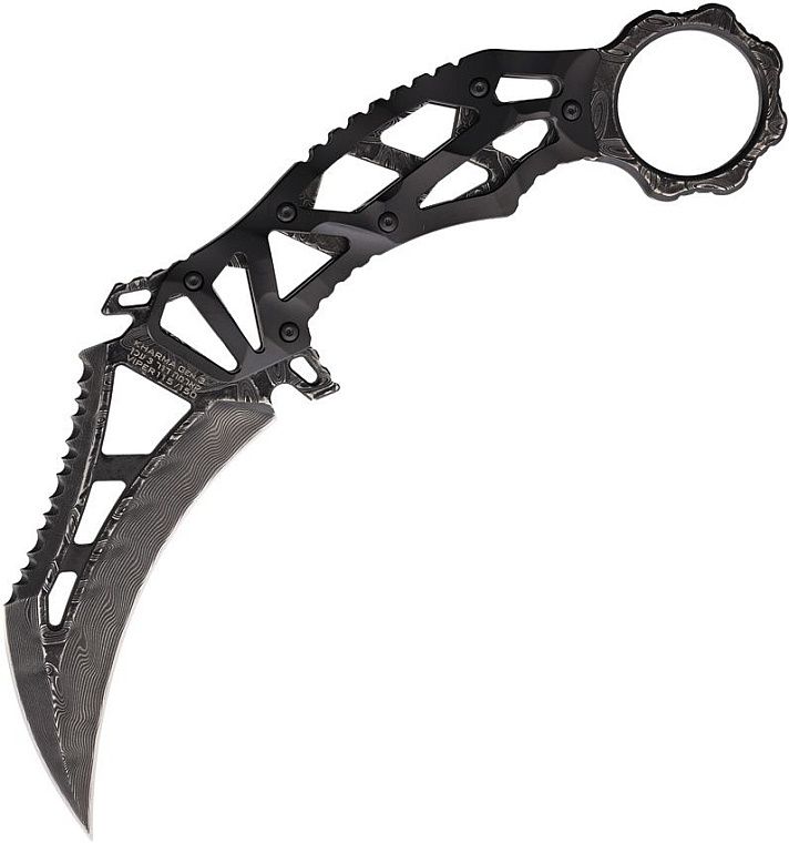 LOTAR Combat Israel Kharma Gen. 3 Viper Karambit Damascus Black G10 Handle