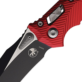 Microtech Amphibian RAM-LOK Fluted Red Handle Black Blade