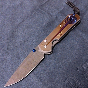 Chris Reeve Knives Large Sebenza 21 Unique Damascus Ladder Drop Point