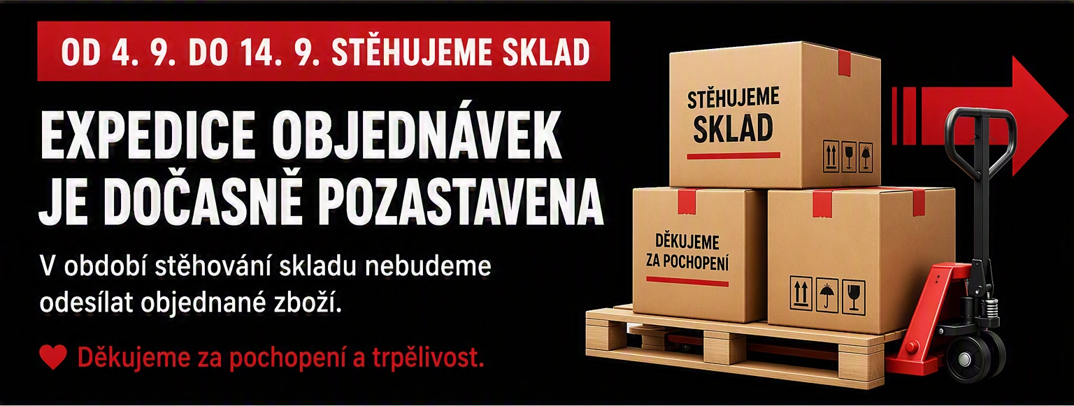Stěhujeme sklad. Expedice zboží je dočasně pozastavena