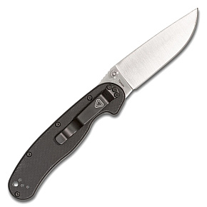 Ontario RAT-2 Black Handle Satin D2 Plain Blade