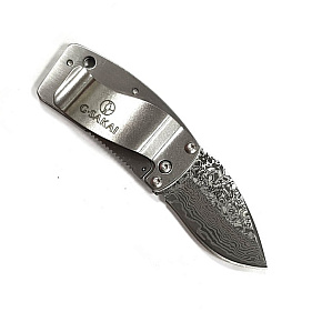 Ukimon Money Clip Damascus Blue Wave