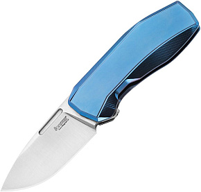 LionSTEEL N.ONE N1 BL Blue Titanium Satin Magnacut Blade