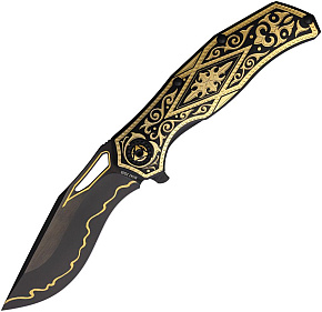 Khai Gold Nocturne 24K Gold Titanium Handle CPM-3V DLC Blade