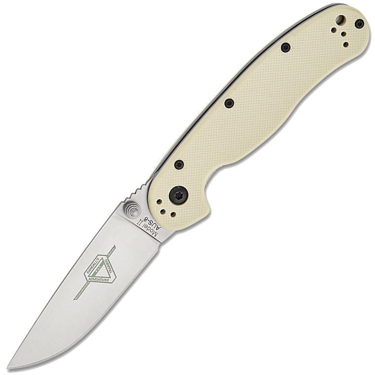 Ontario RAT-2 Satin Blade White Handle