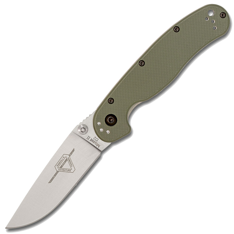Ontario RAT-2 OD Green Handle D2 Satin Blade