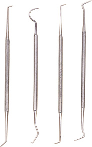 SZCO Dental Tools 4 pcs. Set - ocelové zubařské nářadí