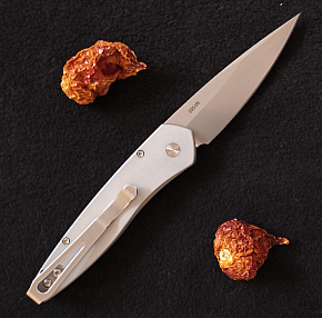 Pro-Tech Newport Auto Special Grey Handle Stonewash Blade