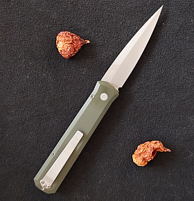 Pro-Tech Godfather Green Bead Blast Plain Blade