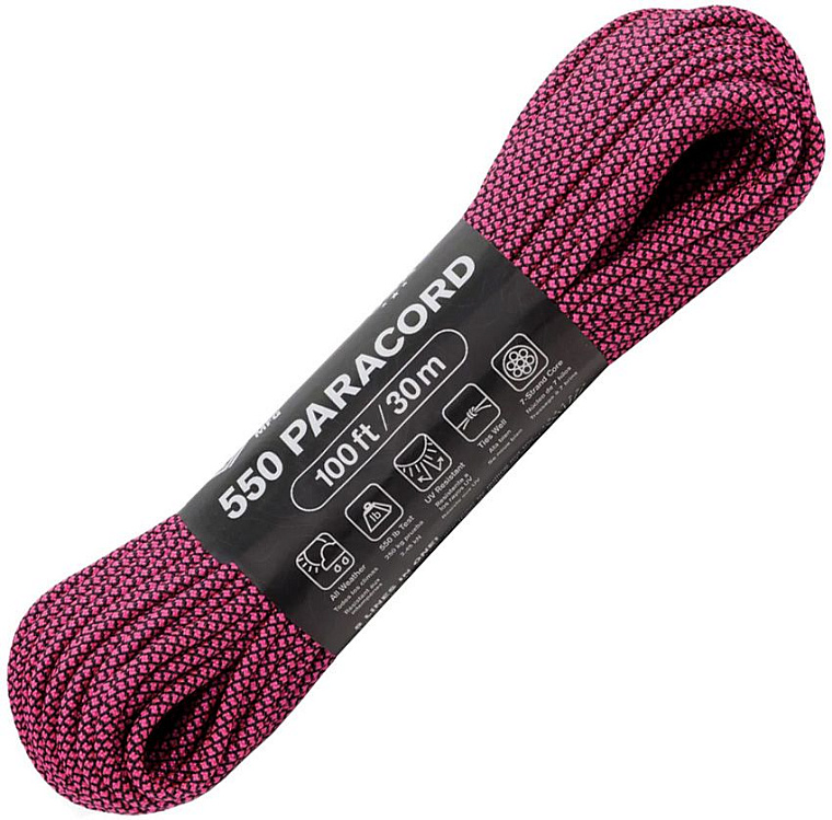 Atwood Rope Parachut Cord Paracord 550 Diamond Pink/Black