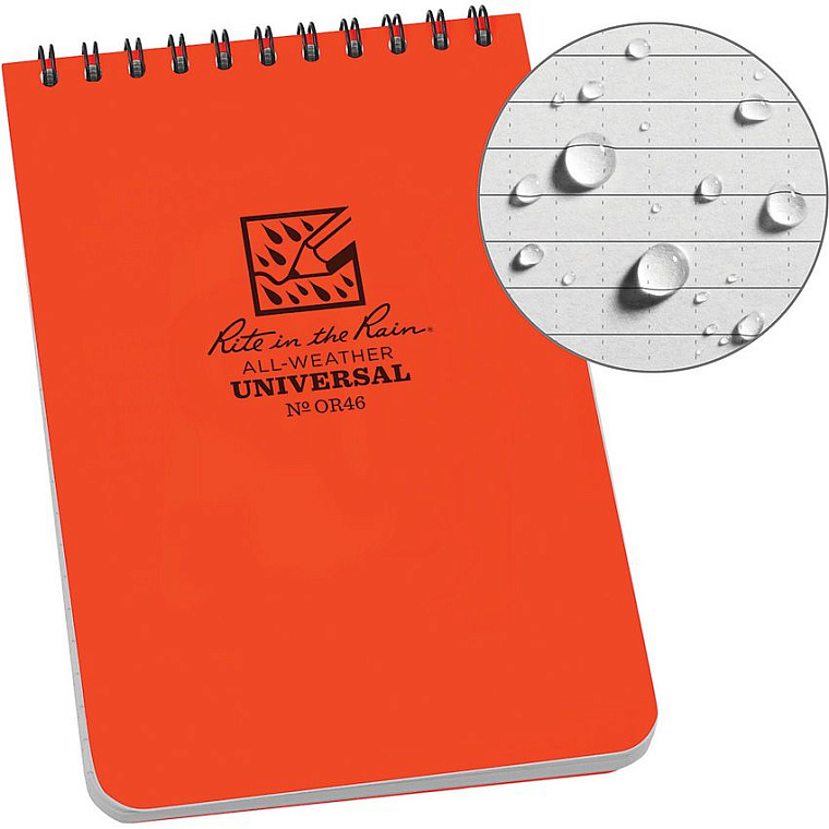 Rite in the Rain Universal All-weather Notepad Orange 15x10 cm