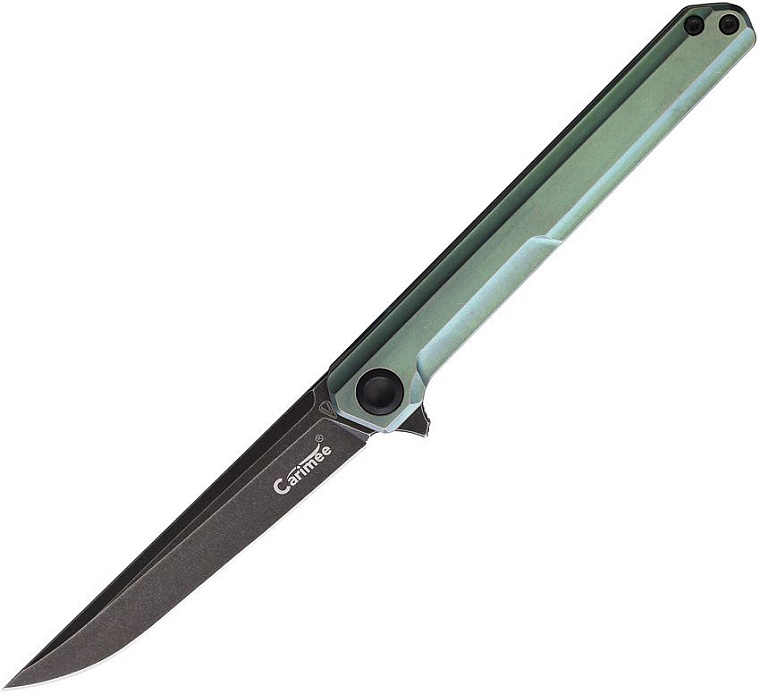 Stedemon Carimee Green Framelock Titanium Handle D2 by Vouking Knives