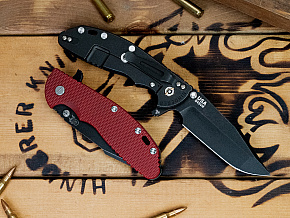Rick Hinderer XM-24 4" Harpoon Spanto Tri-Way Battle Black and Red