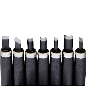 Yoshiharu H-7 Sada Japonských řezbářských nožů z černého palisandru