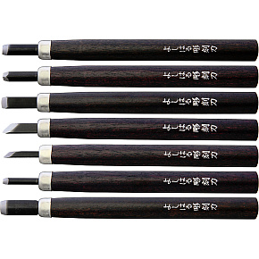 Yoshiharu H-7 Sada Japonských řezbářských nožů z černého palisandru