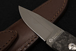 Maserin Small Damascus Fixed Blade Black Carbon Knife