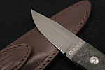 Maserin Small Damascus Fixed Blade Green Carbon Knife