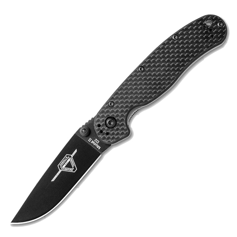 Ontario RAT-2 Carbon Handle D2 Black Blade