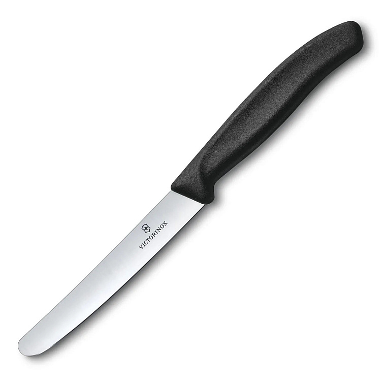 Victorinox Nůž na zeleninu ČERNÝ s hladkým ostřím s kulatou špičkou