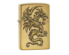 Zippo Dragon Brushed Brass and Gold Image