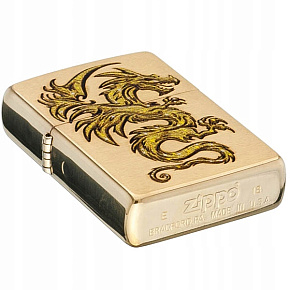 Zippo Dragon Brushed Brass and Gold Image