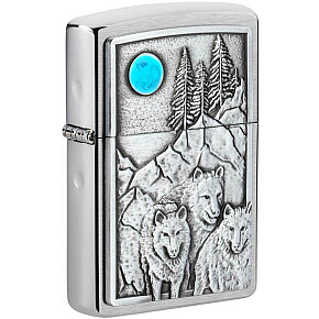 Zippo Wolf Pack & Moon Emblem Lighter