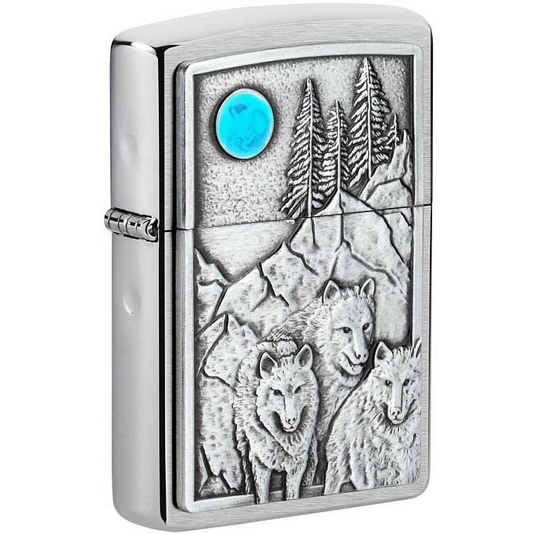 Zippo Wolf Pack & Moon Emblem Lighter