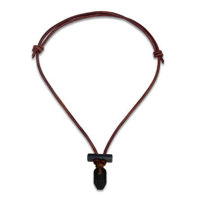 Wazoo Survival Gear Leather Necklace with Firesteel and black scrapper