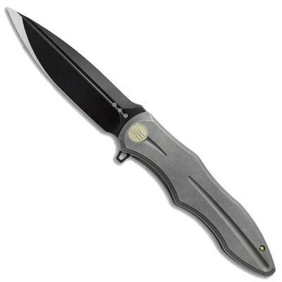 We Knife 613E Grey Handle Black Satin Blade
