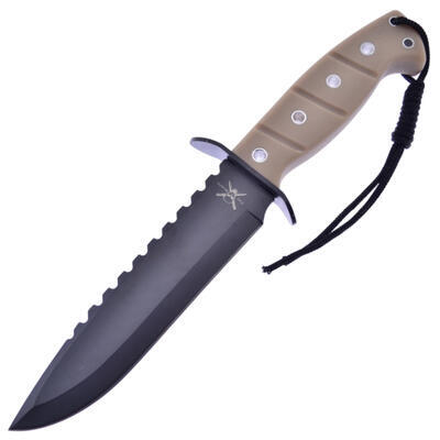 Tac Xtreme Fixed Black Blade Sand Handle Bowie