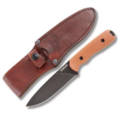 Schrade Frontier Fixed Black, Brown Grivory Handles, Leather Sheat