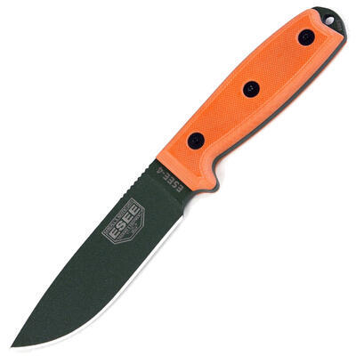ESEE Model 4 Olive Drab Plain Blade Orange Handle - 1