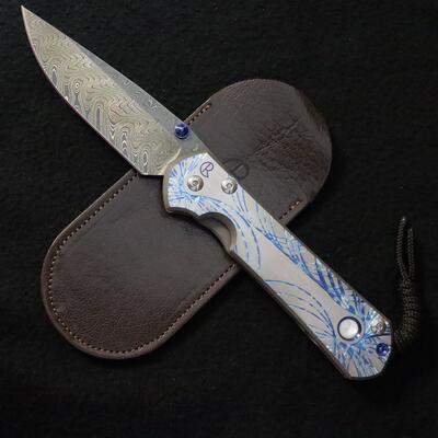 Chris Reeve Sebenza 31 Large Unique Graphic Boomerang Damascus / Mother of Pearl - 1
