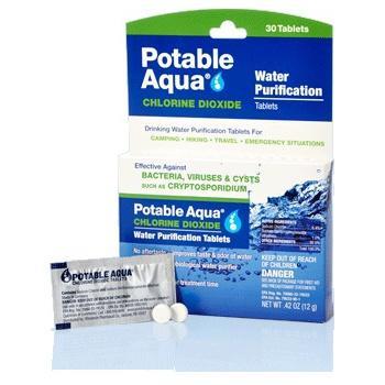 Potable Aqua Water Purification Chlorine Dioxide Tablets 30 Pack