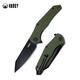 Kubey Black TiNi Coated Flipper Knive Olive Handle - 1/3