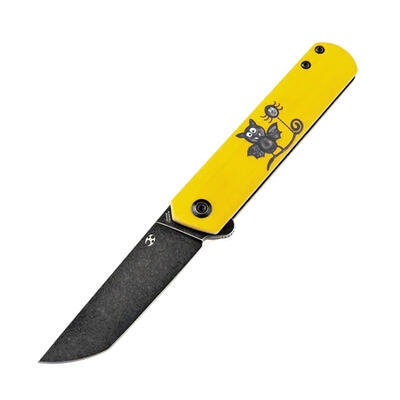 Kansept Knives Foosa Yellow G10 with Bat Print Limited Edition 1 of 220 - 1