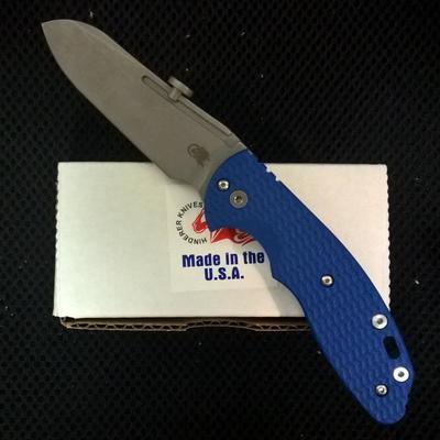 Rick Hinderer Knives XM Slippy Working Finish G10 Blue