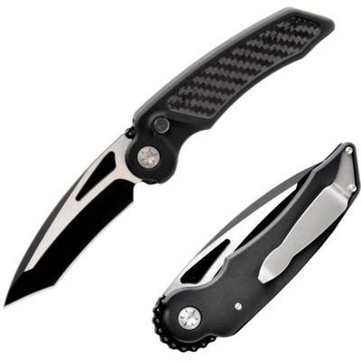 Rat Worx MRX Chain Drive Knife Carbon Fieber Inlay Reverse Blade Two-Tone Black