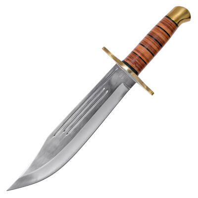 Rough Rider Stacked Leather Combat Bowie - 1