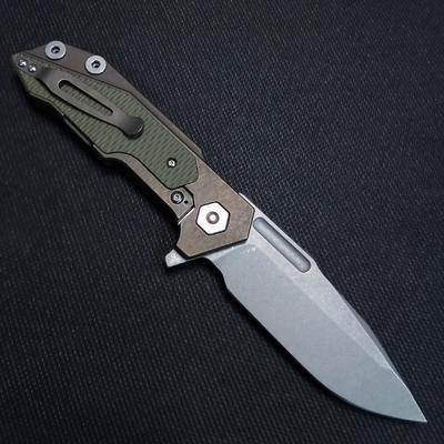 Rick Hinderer Knives Fulltrack Spanto Tri-Way Battle Bronze OD Green G10  - 2