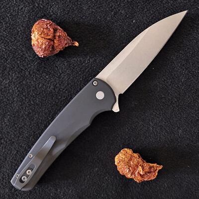 Pro-Tech Malibu Flipper Black Handle Stonewash Magnacut Wharncliffe Blade - 2