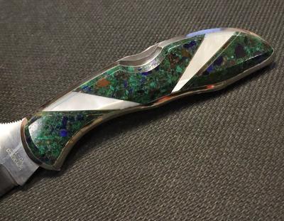 Spyderco Delica Custom Jewelry Collection Azurite Mother of Pearl - 2