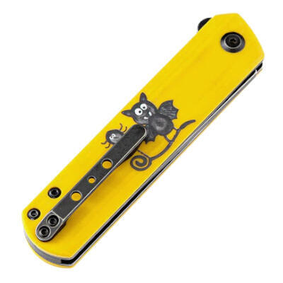 Kansept Knives Foosa Yellow G10 with Bat Print Limited Edition 1 of 220 - 3