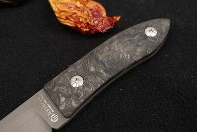 Maserin Small Damascus Fixed Blade Black Carbon Knife - 3