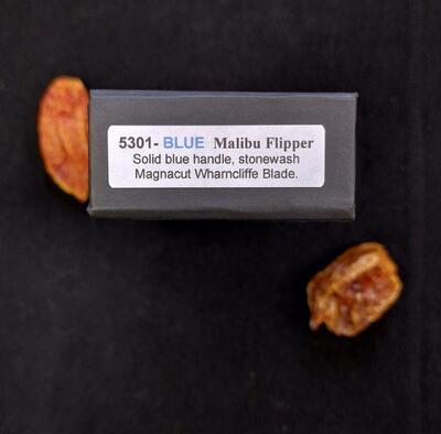 Pro-Tech Malibu Flipper Blue Handle Stonewash Magnacut Wharncliffe Blade - 4
